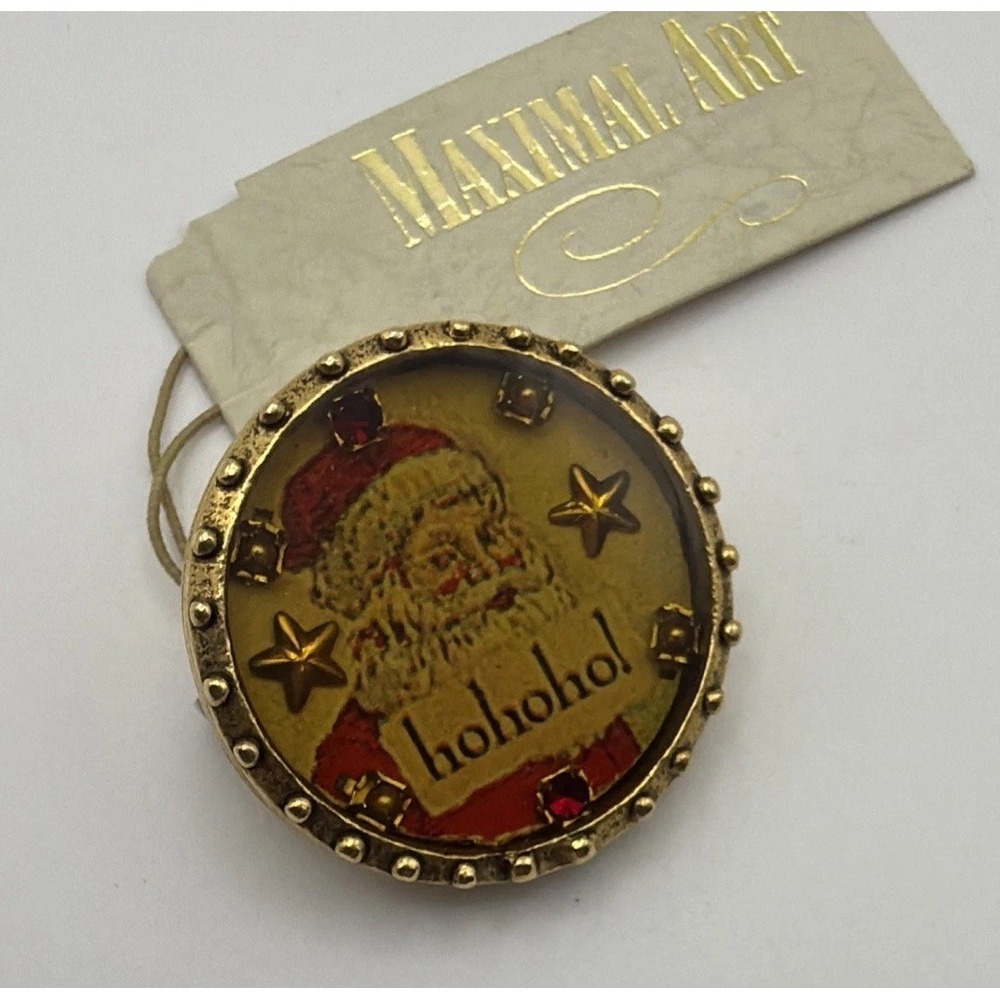 Vintage Rare Maximal Art Christmas Pin Santa Ho Ho Ho